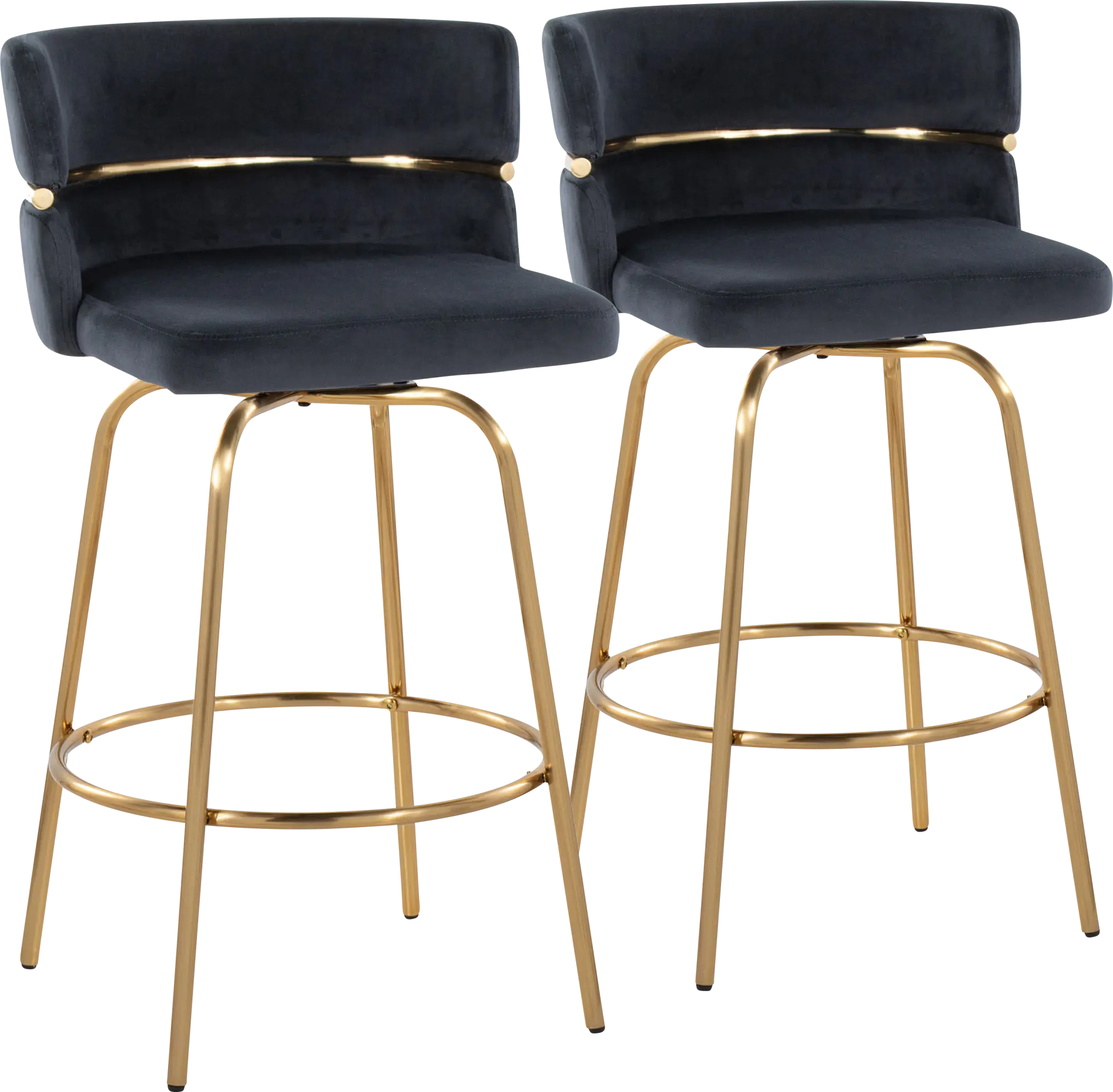 Percivale III Black Swivel Counter Height Stool, Set of 2