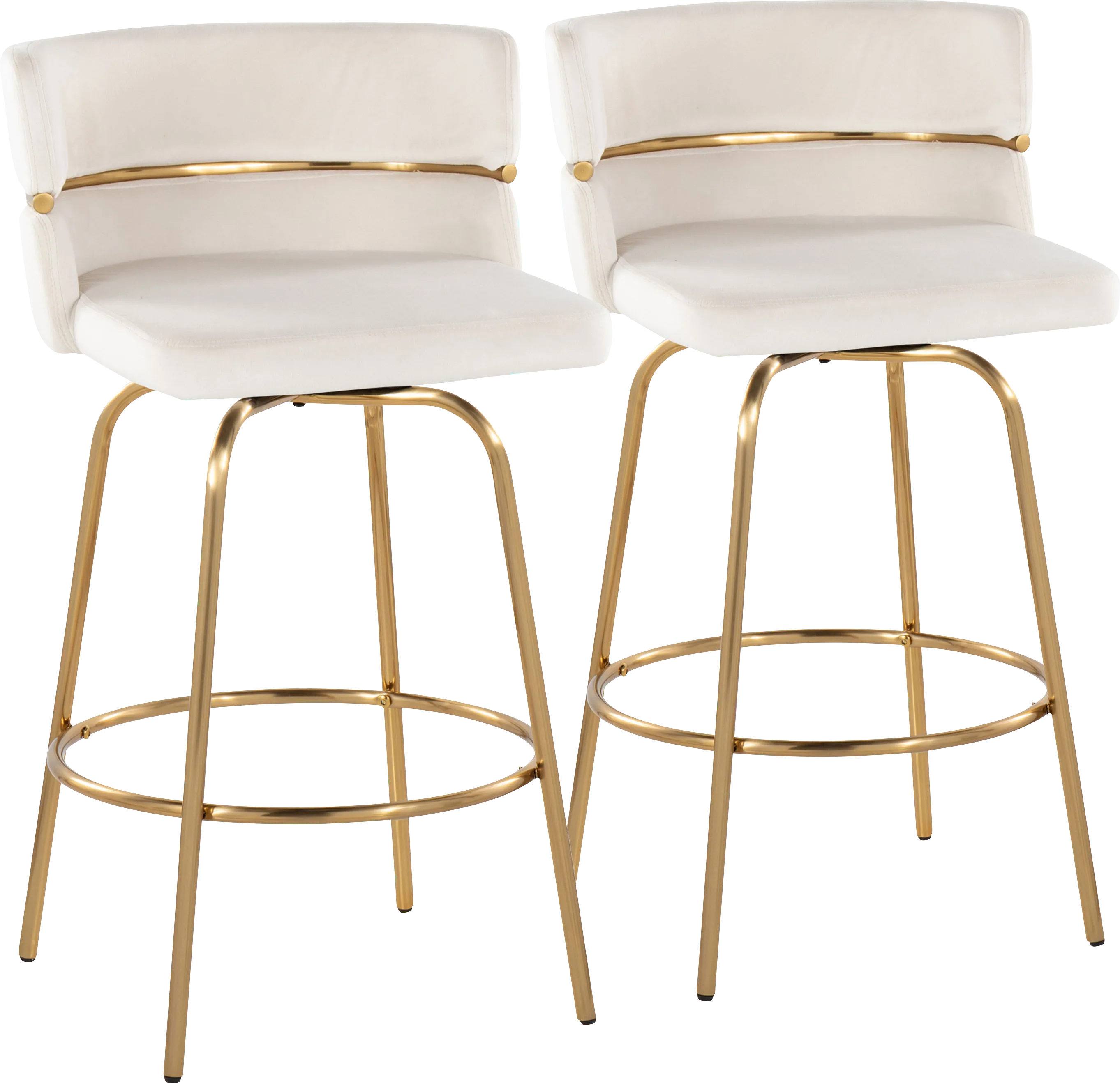 Percivale III Cream Swivel Counter Height Stool, Set of 2 - Thumbnail - Image 1