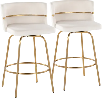 Percivale III Cream Swivel Counter Height Stool, Set of 2