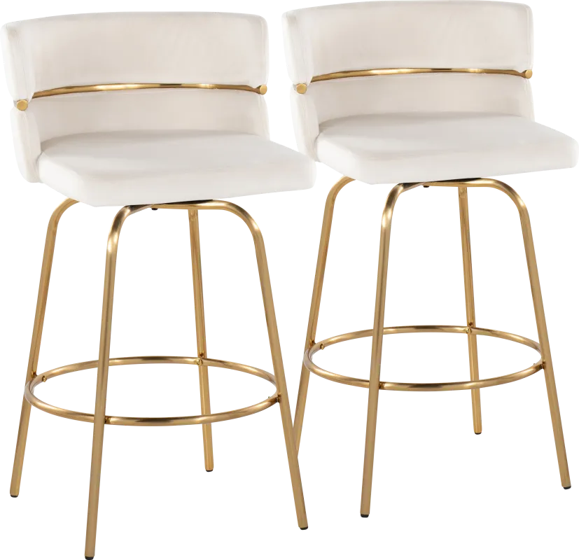 Percivale III Cream Swivel Counter Height Stool, Set of 2