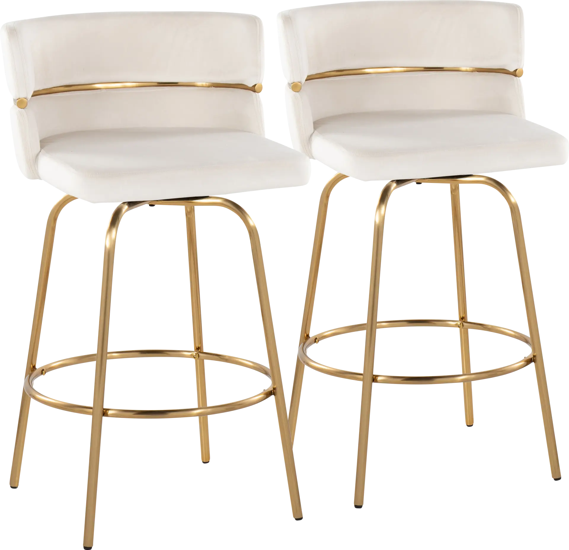 Percivale III Cream Swivel Counter Height Stool, Set of 2