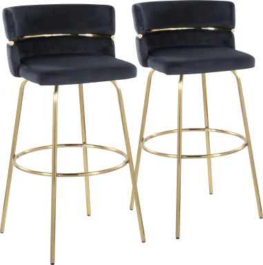 Percivale III Black Swivel Barstool, Set of 2
