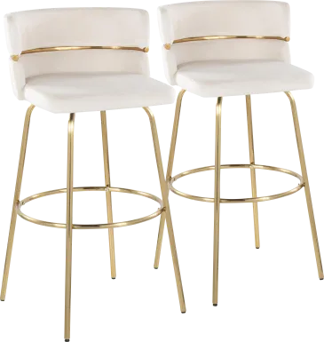 Percivale III Cream Swivel Barstool, Set of 2