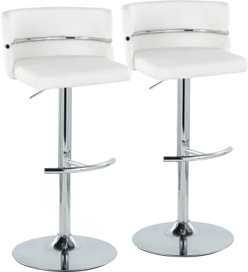Percivale IV White Adjustable Barstool, Set of 2