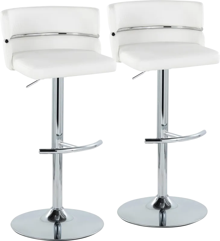 Percivale IV White Adjustable Barstool, Set of 2