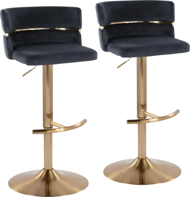 Percivale VI Black Adjustable Barstool, Set of 2