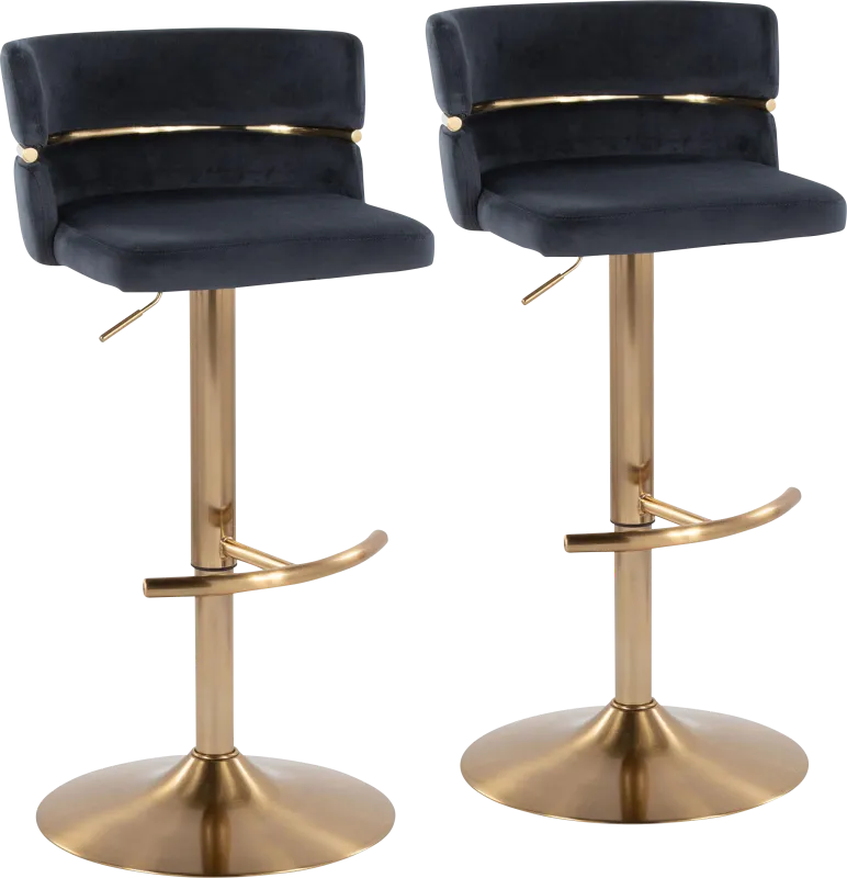 Percivale VI Black Adjustable Barstool, Set of 2
