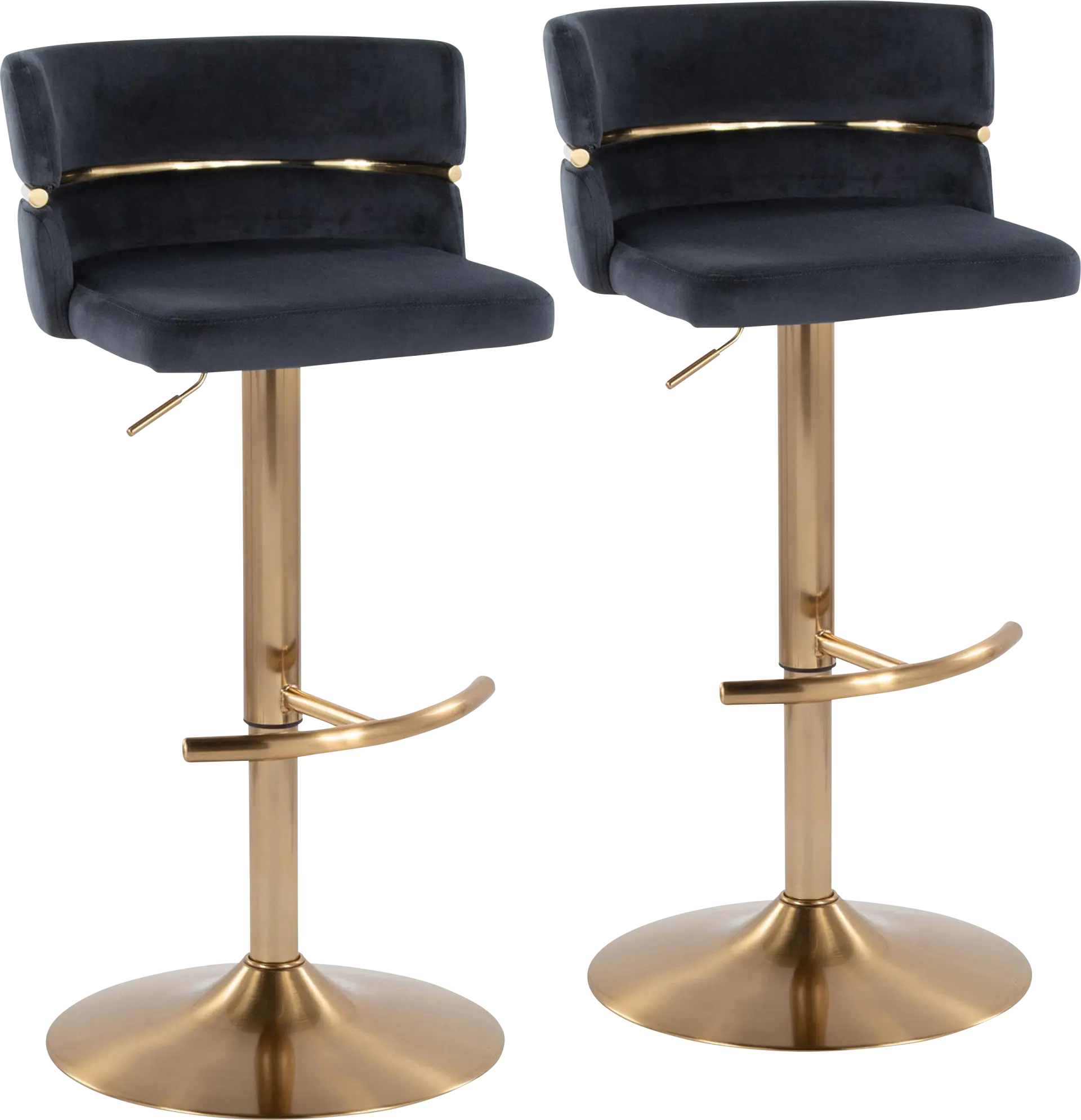 Percivale VI Black Adjustable Barstool, Set of 2