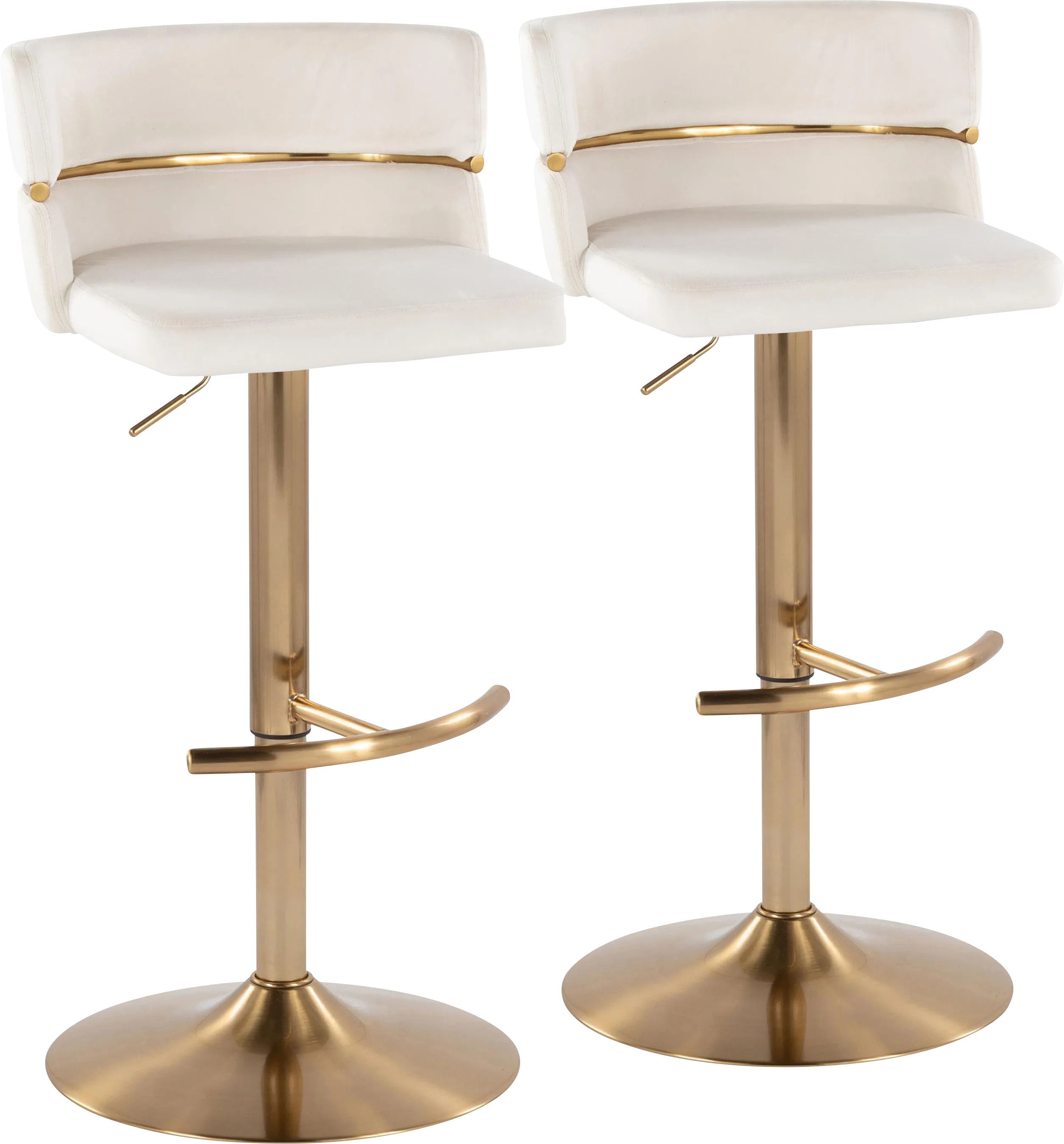 Percivale VI Cream Adjustable Barstool, Set of 2 - Thumbnail - Image 1