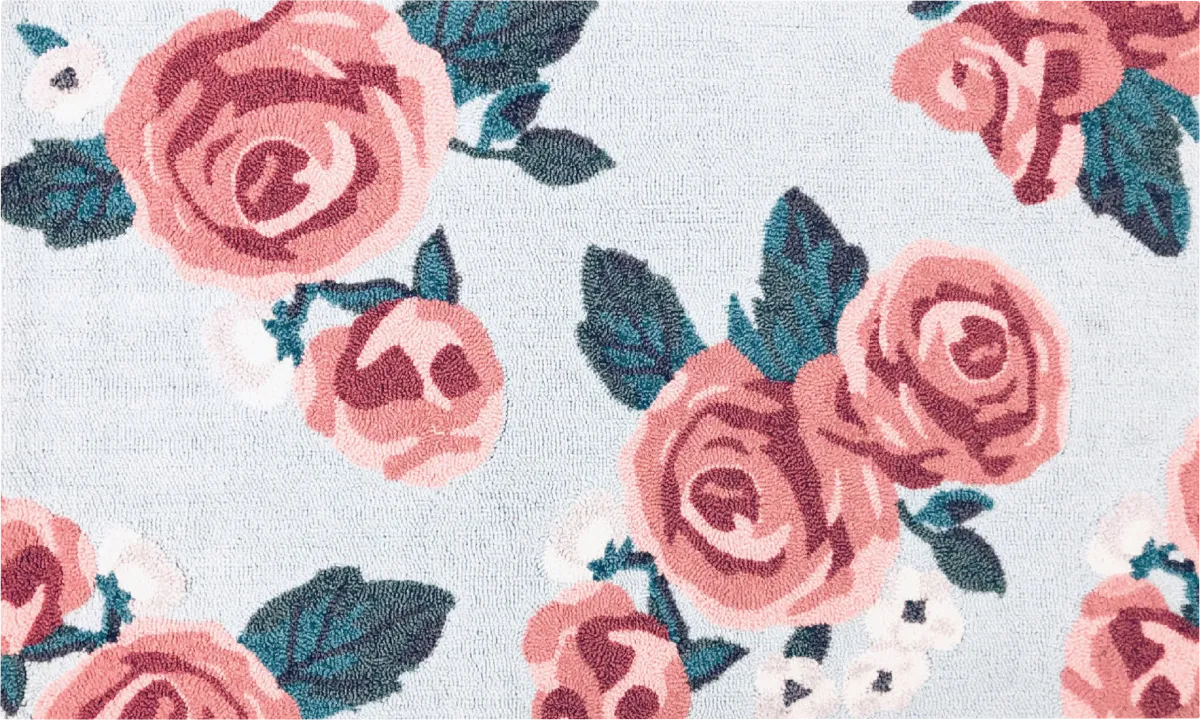 Rose Blue Rug Enchanted Roses Blue,Rose Blue,Pink Rugs | Rooms to Go