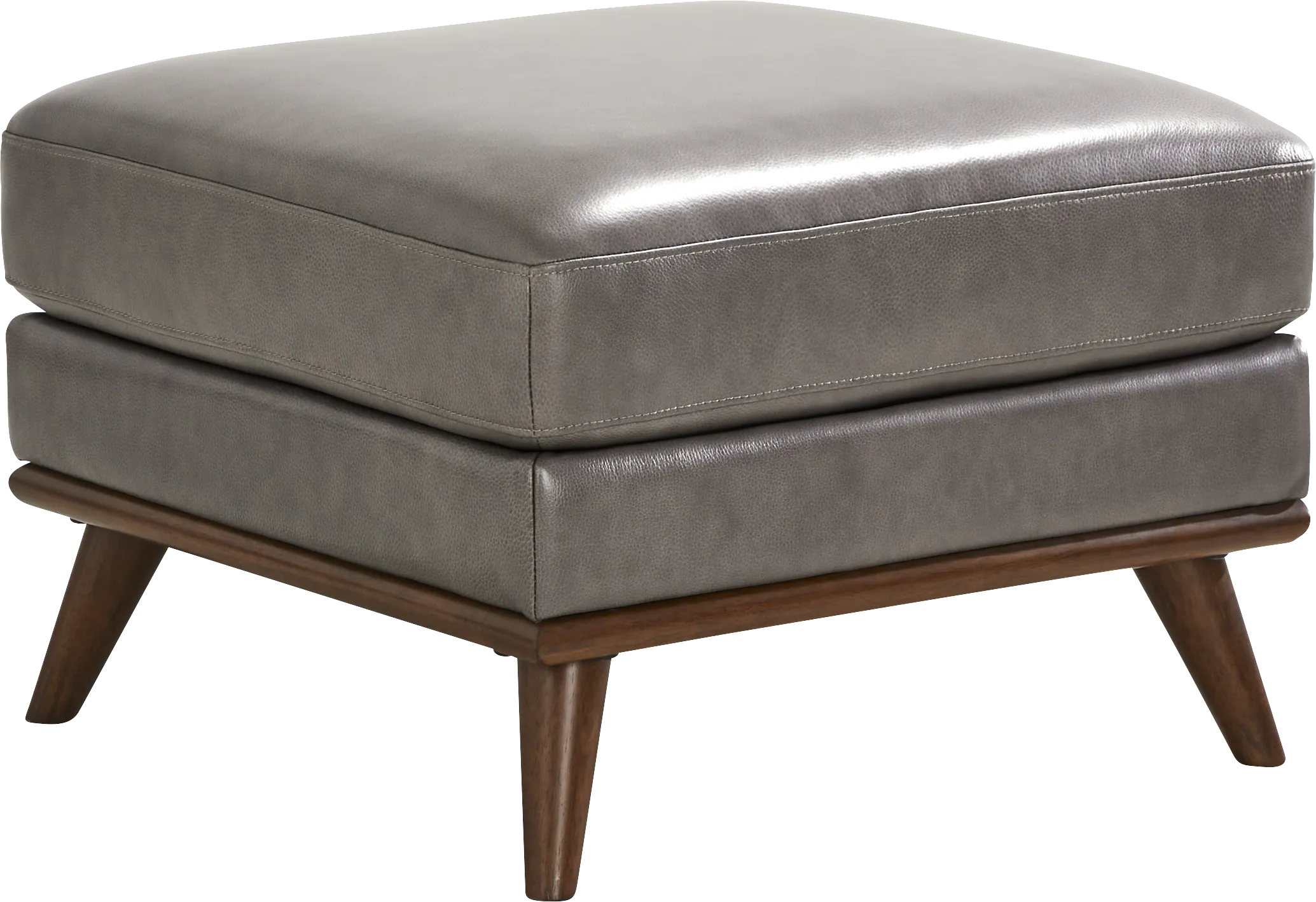 Greyson Gray Leather Ottoman - Thumbnail - Image 1