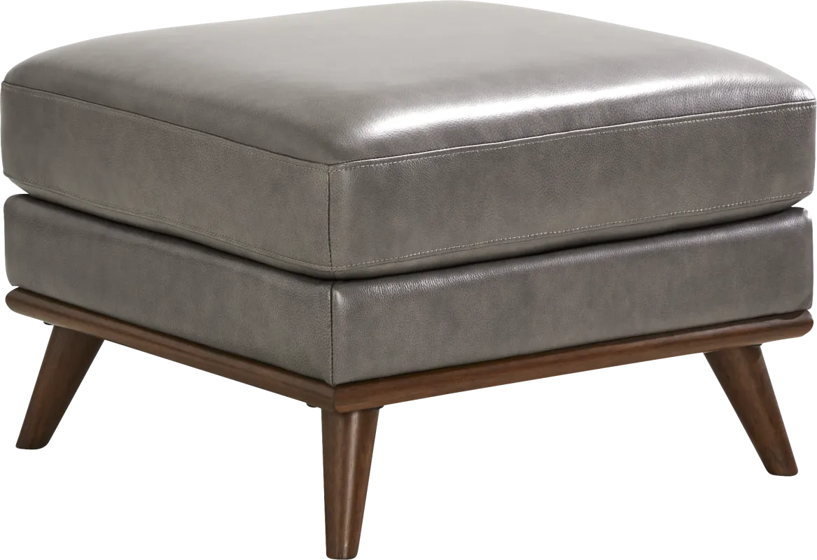 Greyson Gray Leather Ottoman
