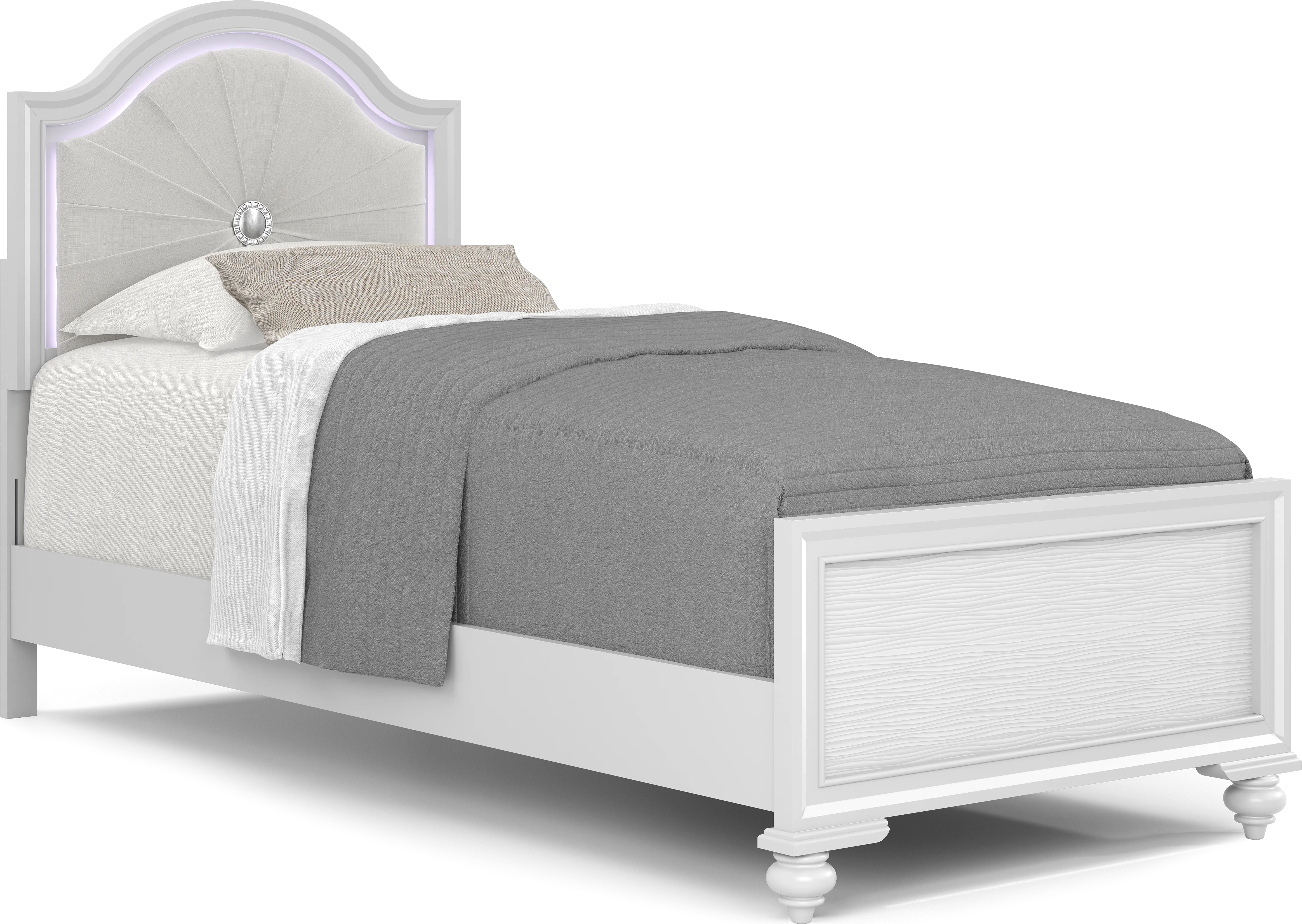 Kids Evangeline White 5 Pc Twin Lighted Upholstered Bedroom - Thumbnail - Image 2