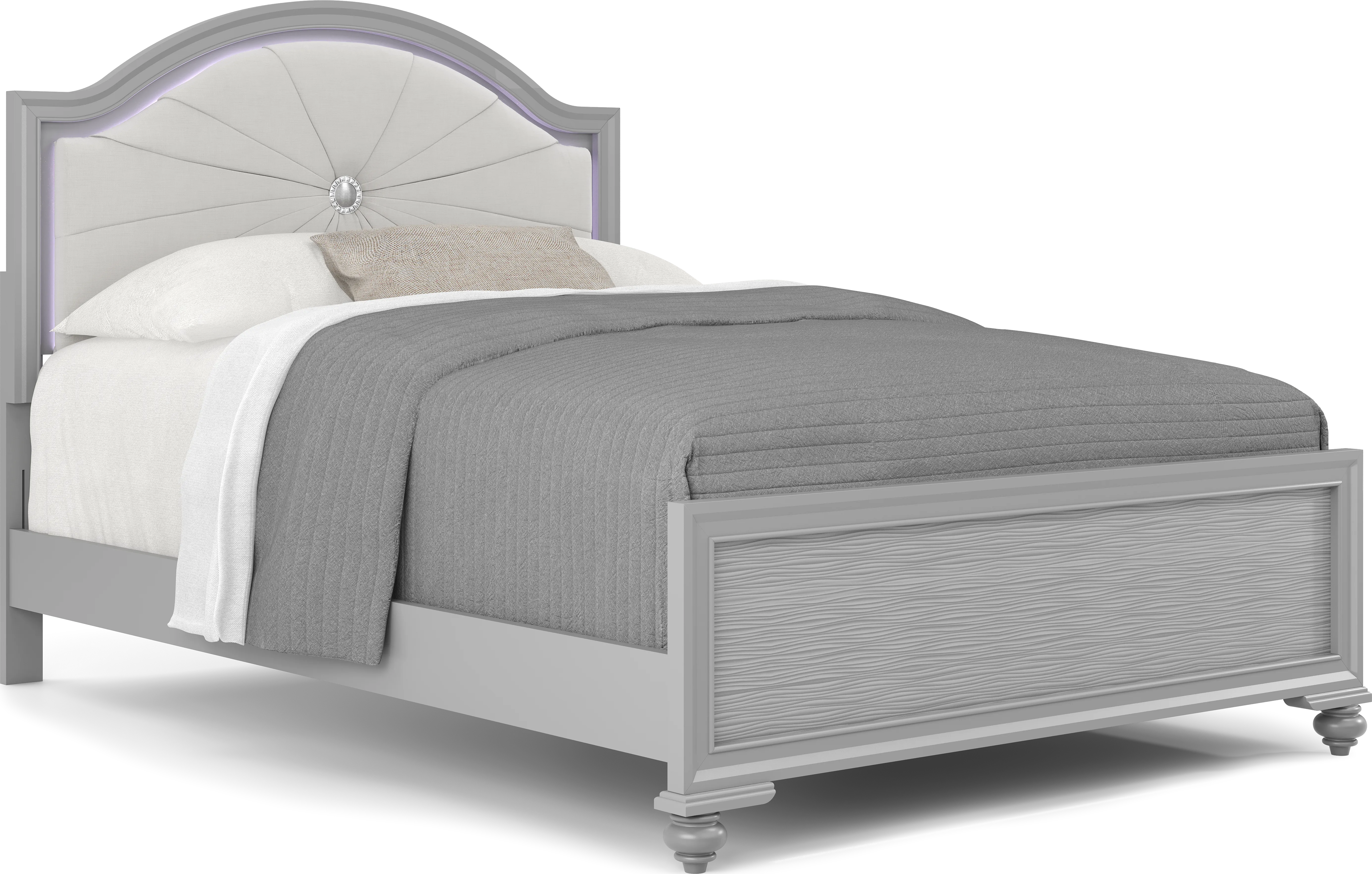 Kids Evangeline Silver 5 Pc Full Lighted Upholstered Bedroom - Thumbnail - Image 2