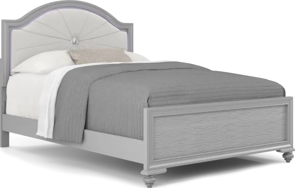 Kids Evangeline Silver Full Lighted Upholstered Bed with Multi-Color LEDs