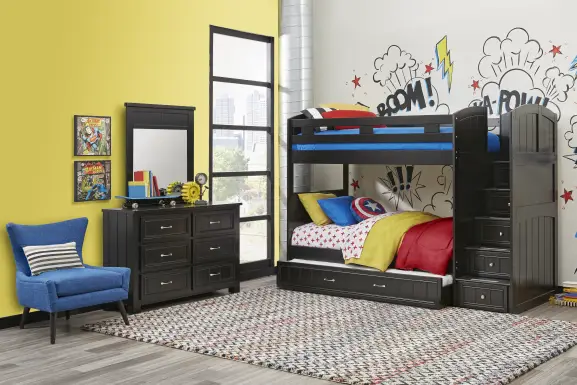 Kids Cottage Colors Black Twin/Twin Step Bunk Bed