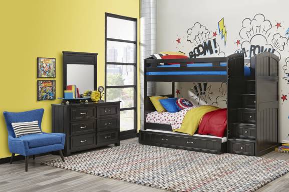 Kids Cottage Colors Black Twin/Twin Step Bunk Bed