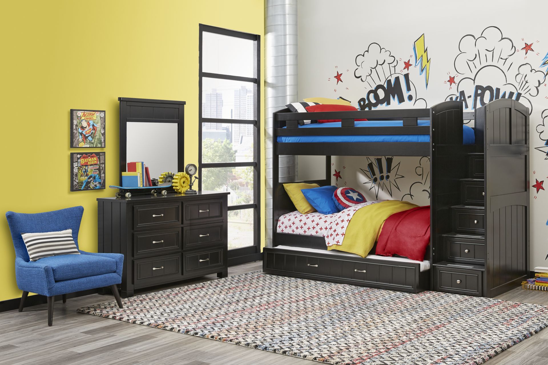 Kids Cottage Colors Black Twin/Twin Step Bunk Bed - Image 2