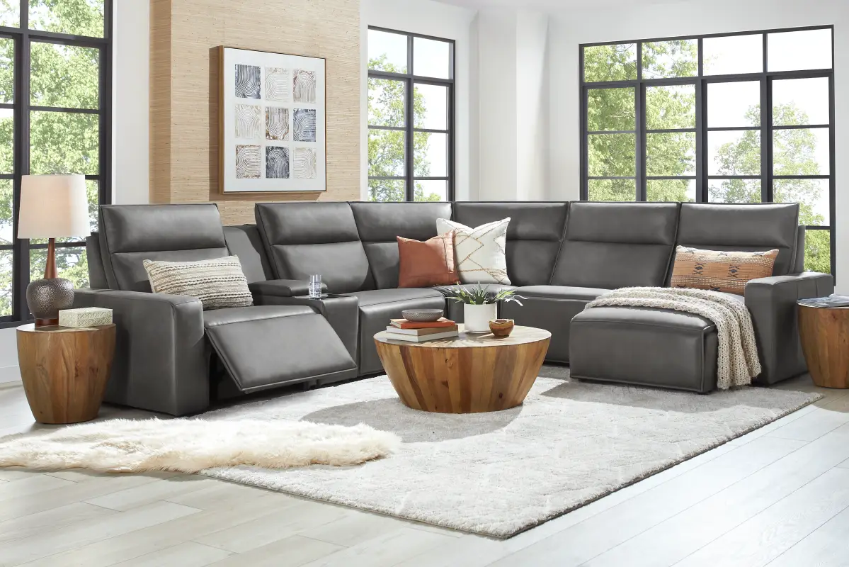 Charcoal 6 Pc Dual Power Reclining ModularTwo