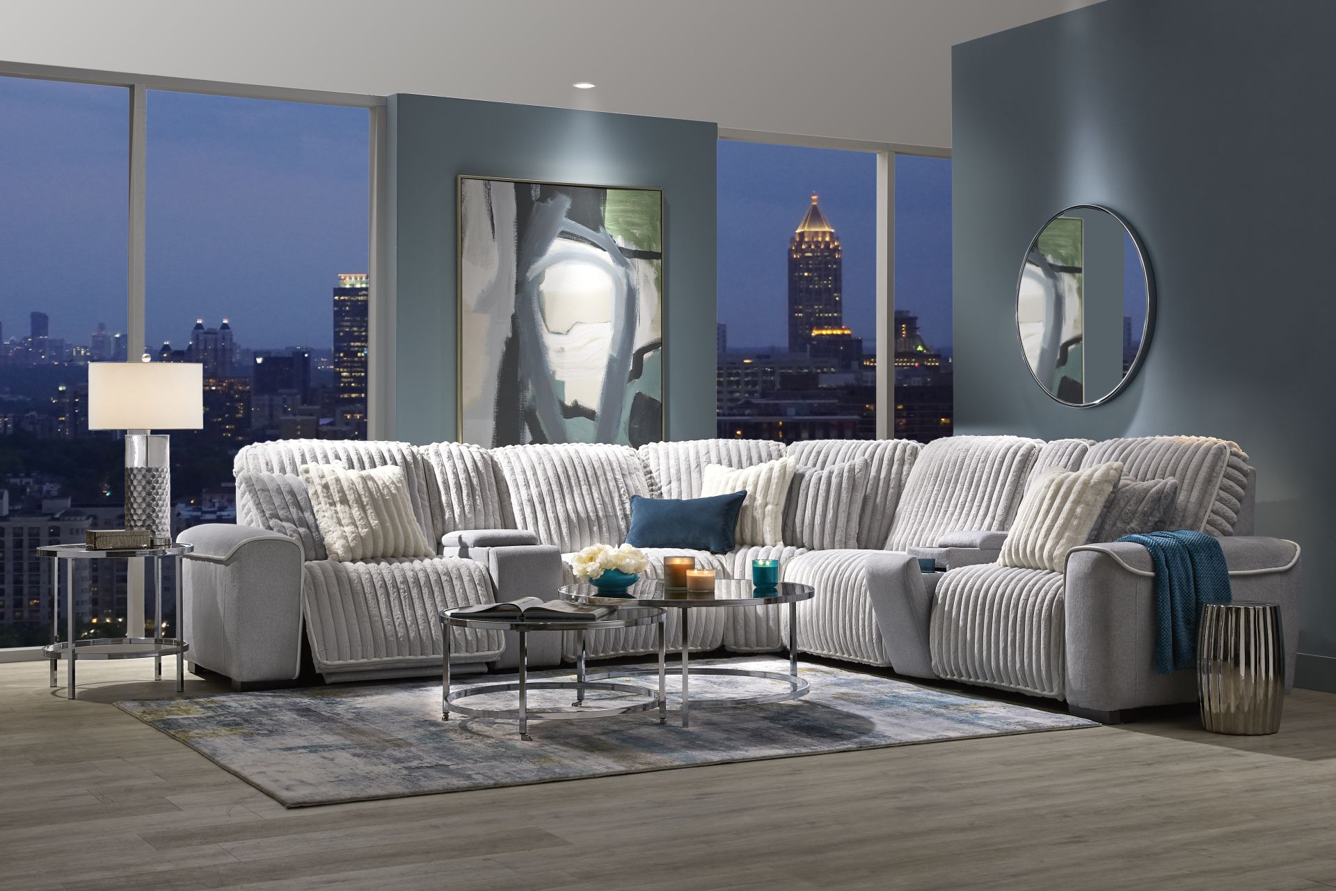 Bedingfield Gray 7 Pc Dual Power Reclining Sectional - Image 2