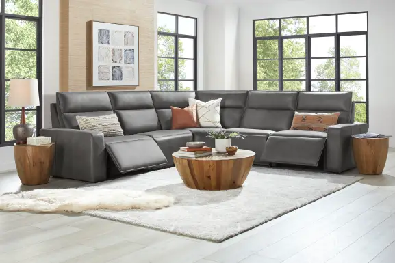 Charcoal Fabric 5 Pc Dual Power Reclining ModularTwo