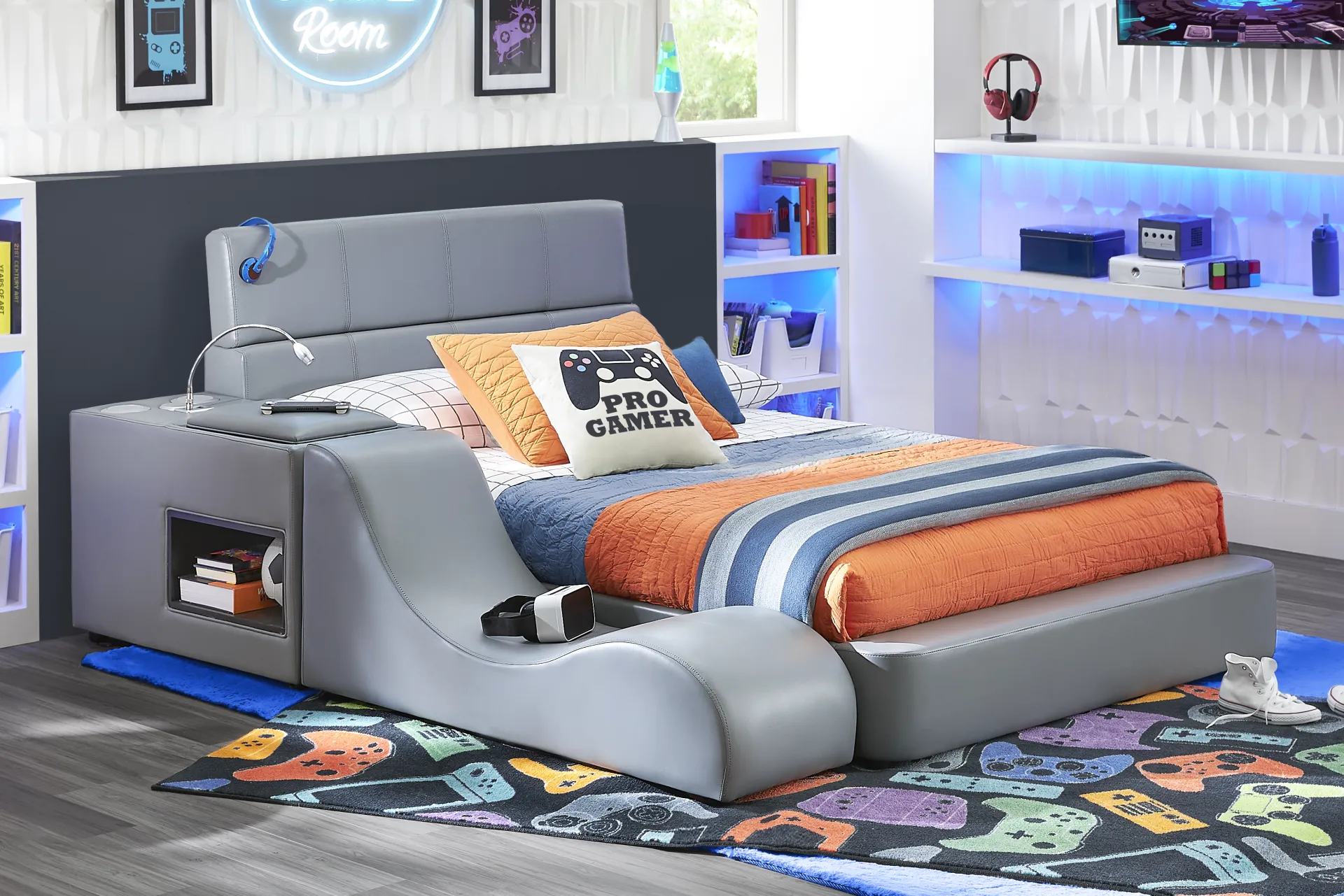 Kids reGen™ Recharged Gray 5 Pc Full Bed with Nightstand and Lounger - Image 2
