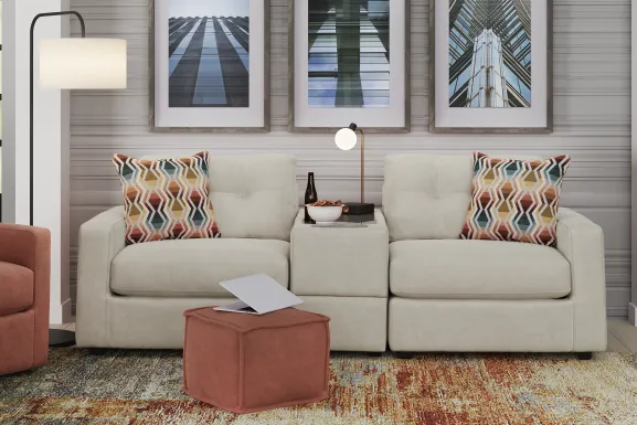 Beige 3 Pc Power Reclining ModularOne with Media Console