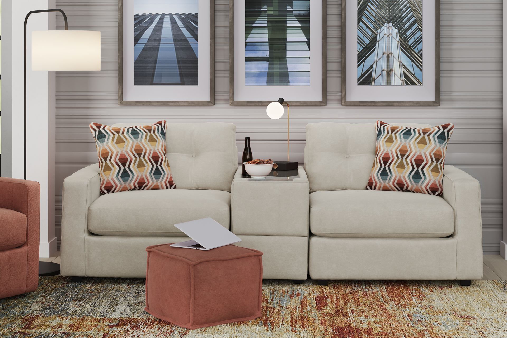 Beige 3 Pc ModularOne with Media Console - Image 2