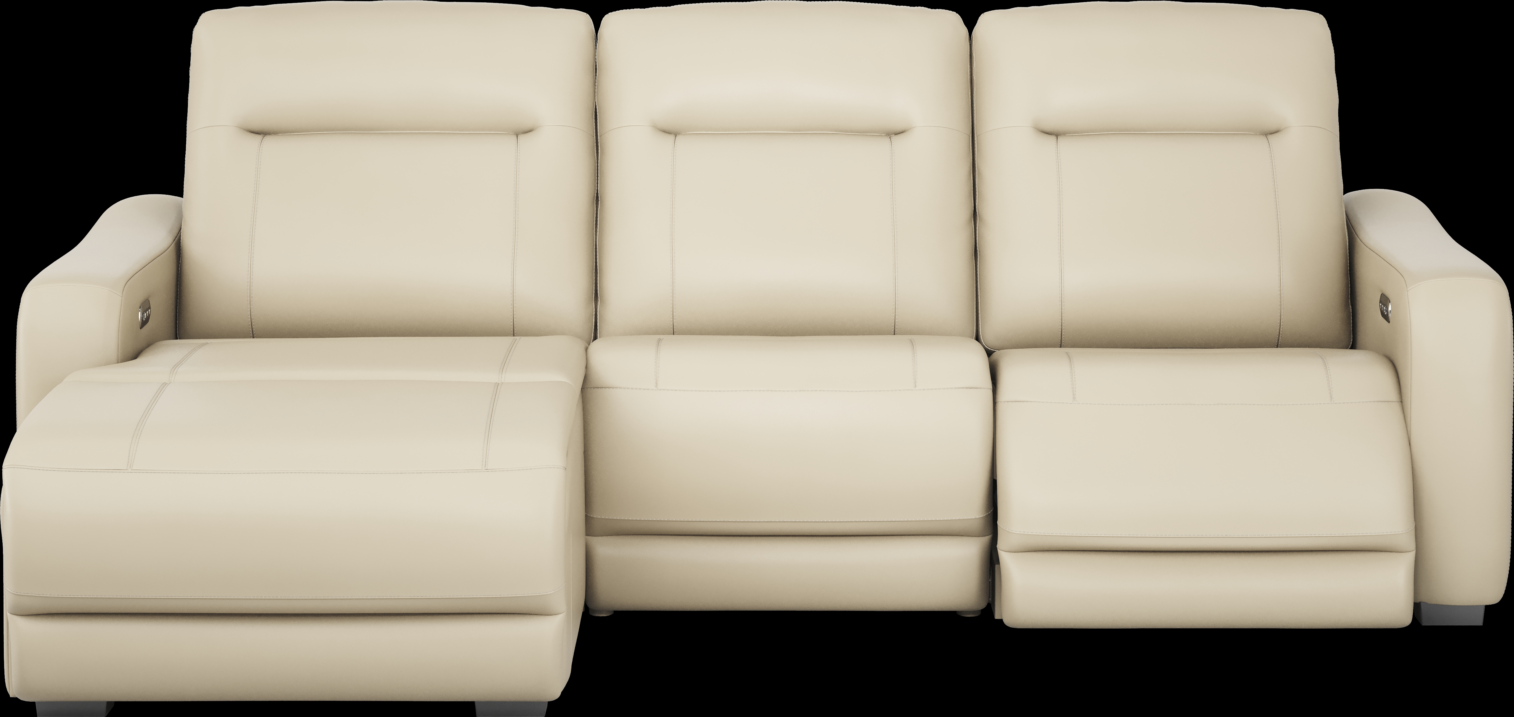 Newport Almond Leather 3 Pc Dual Power Reclining Sectional - Thumbnail - Image 1