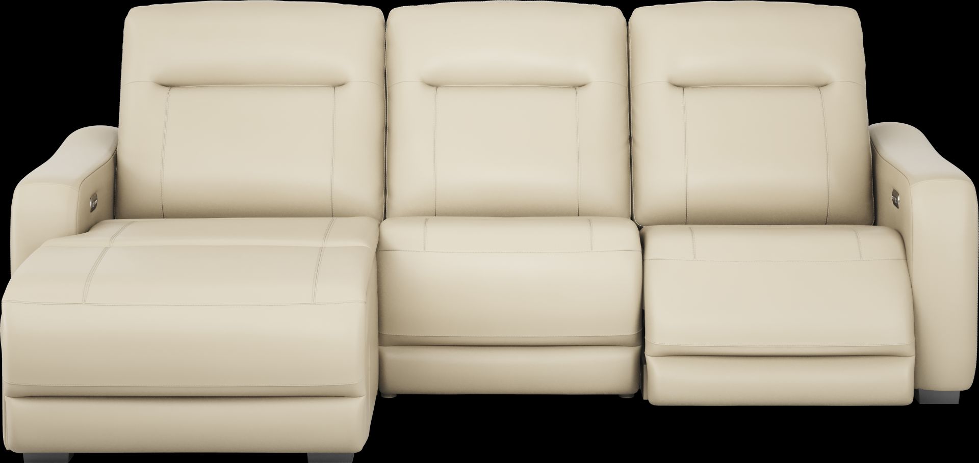 Newport Almond Leather 3 Pc Dual Power Reclining Sectional - Image 1