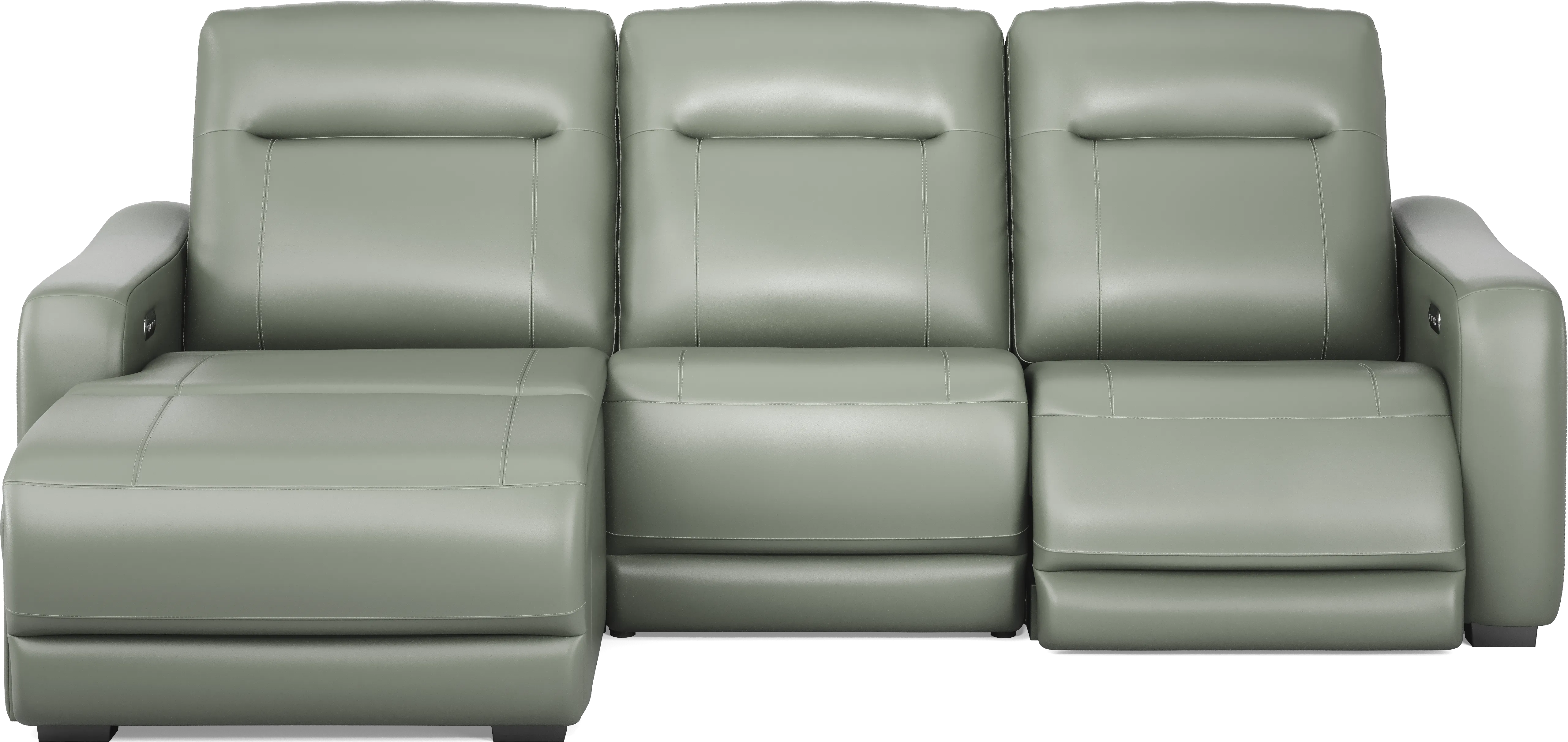 Newport Mint Leather 3 Pc Dual Power Reclining Sectional - Thumbnail - Image 1