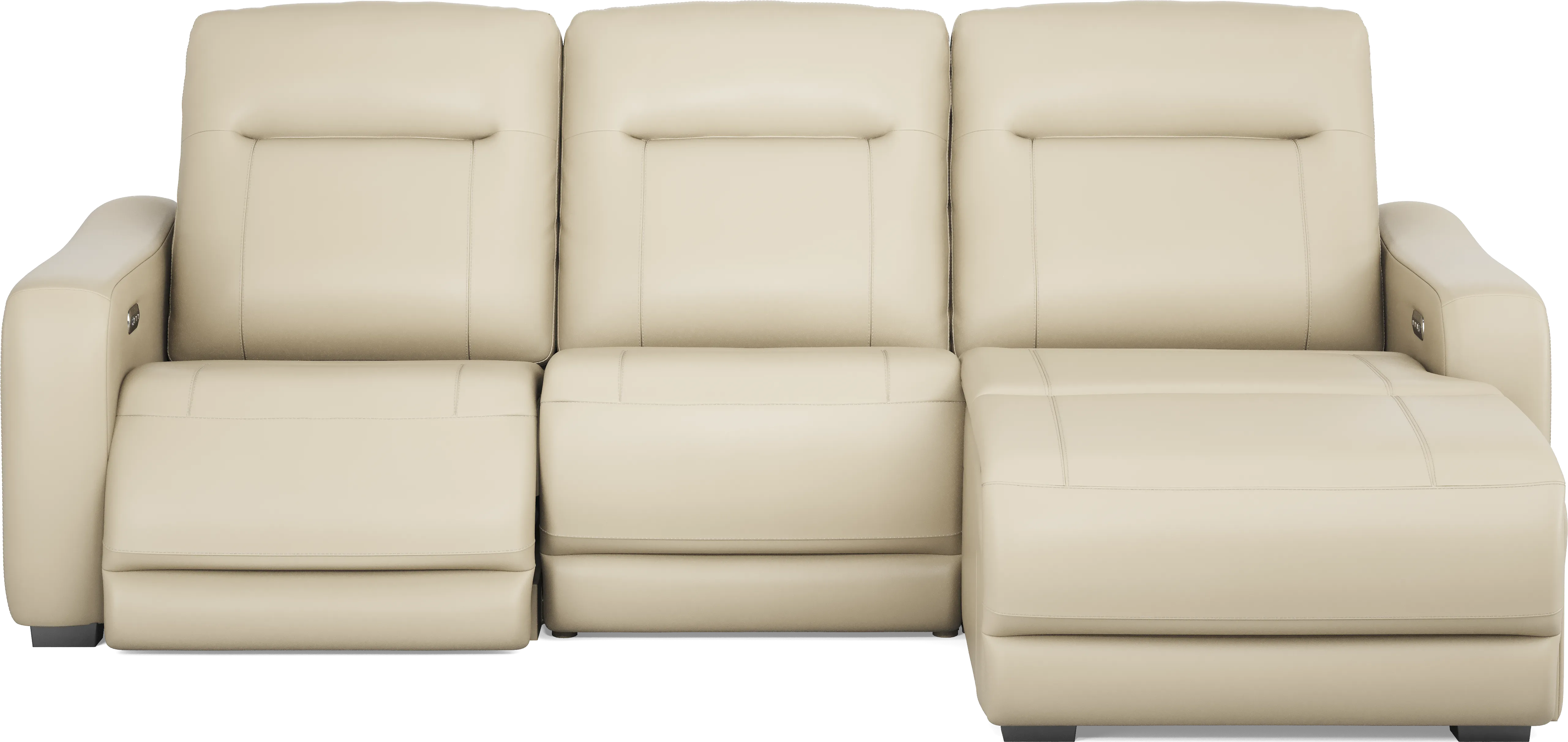 Newport Almond Leather 3 Pc Dual Power Reclining Sectional - Thumbnail - Image 1