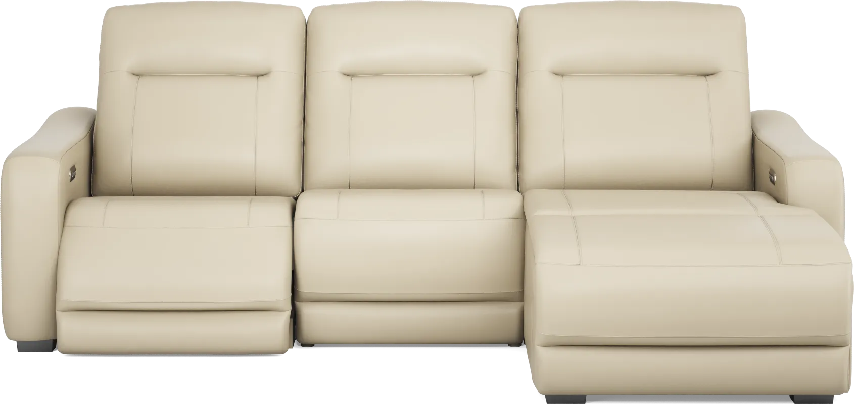Newport Almond Leather 3 Pc Dual Power Reclining Sectional