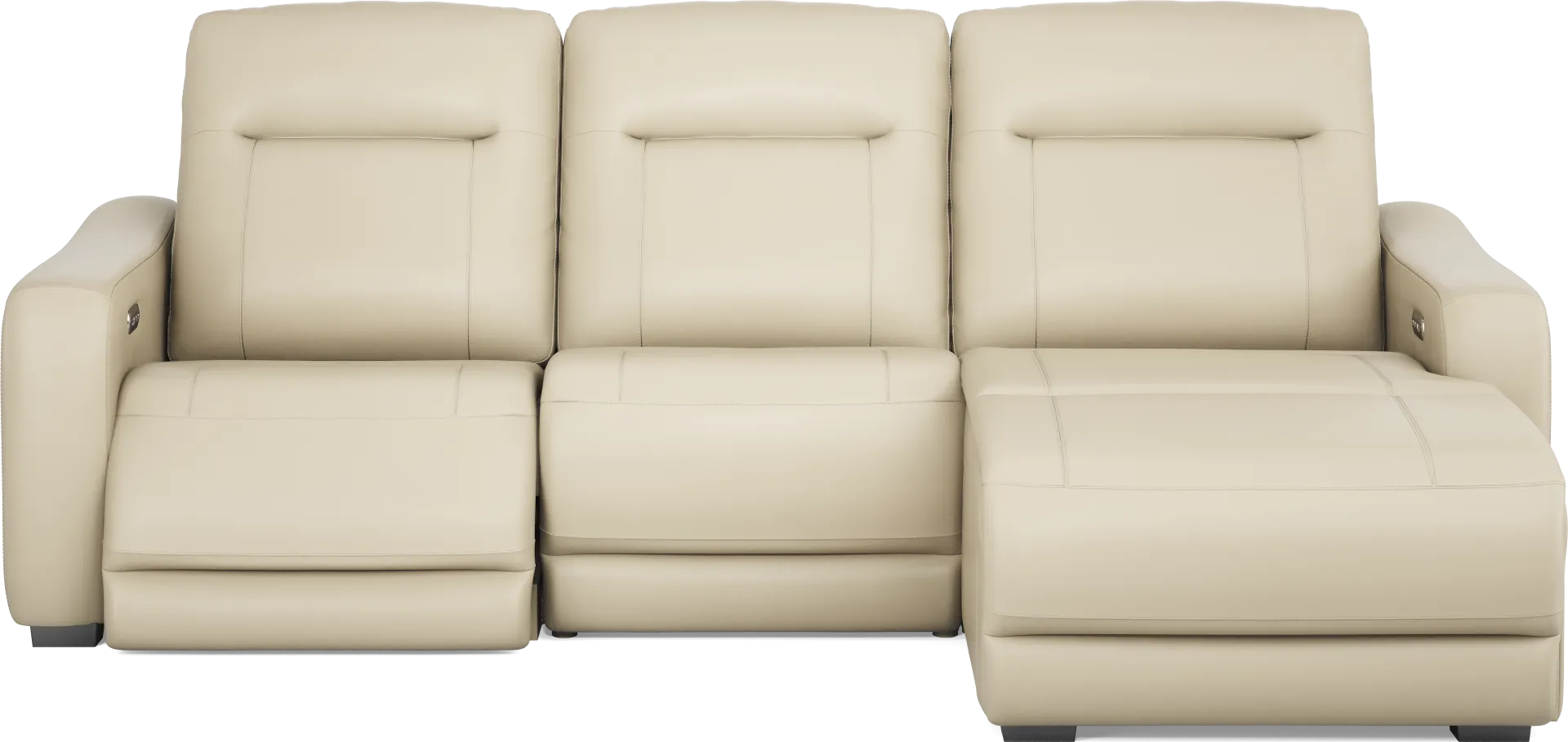 Newport Almond Leather 3 Pc Dual Power Reclining Sectional - Image 1