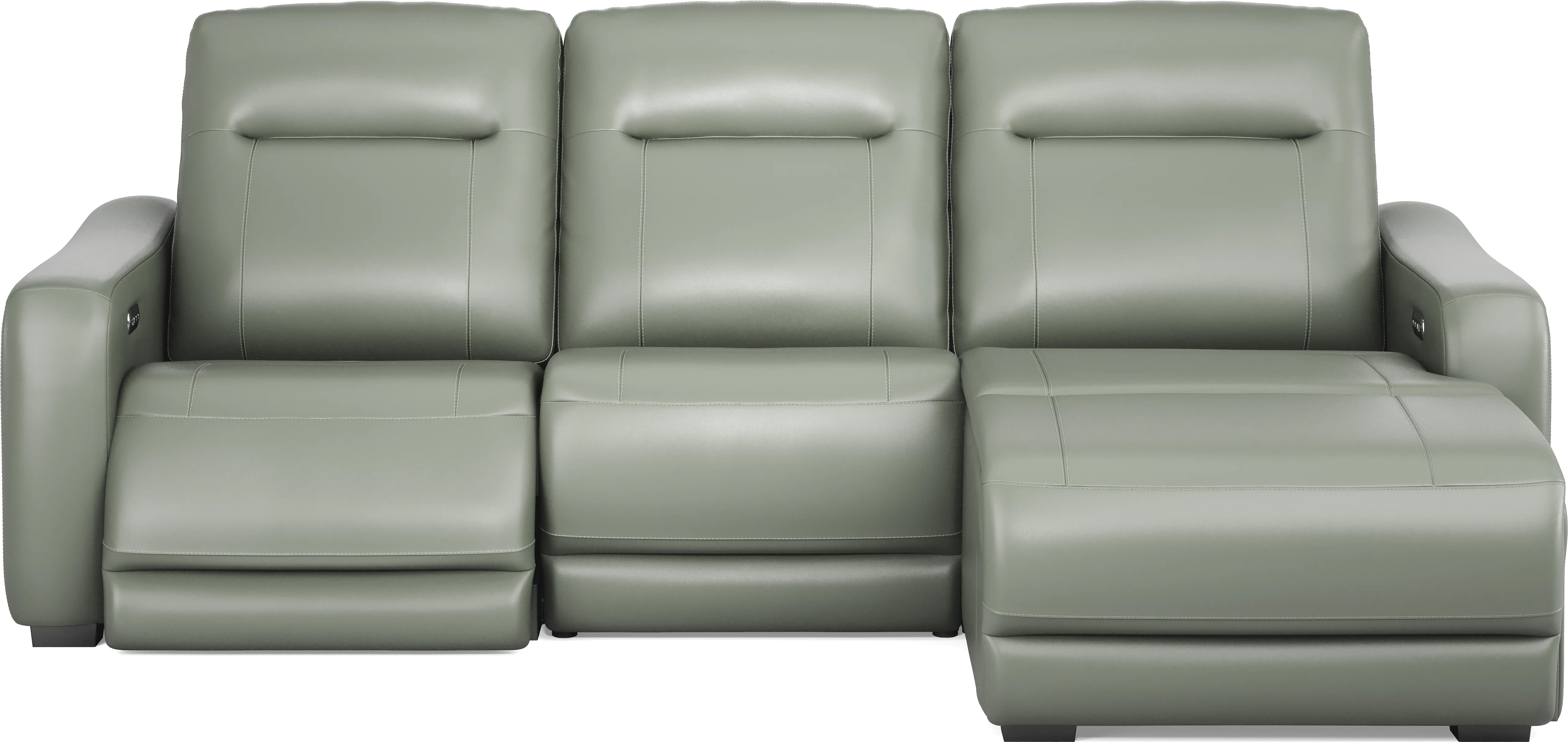 Newport Mint Leather 3 Pc Dual Power Reclining Sectional - Thumbnail - Image 1