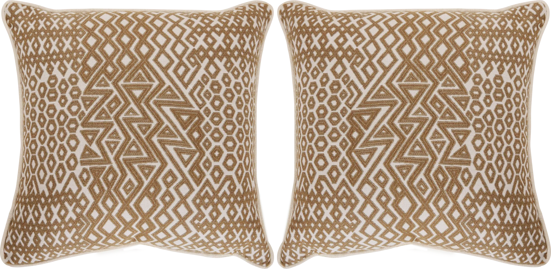 Assembly Cumin Caramel Indoor/Outdoor Accent Pillows, Set of Two - Image 1