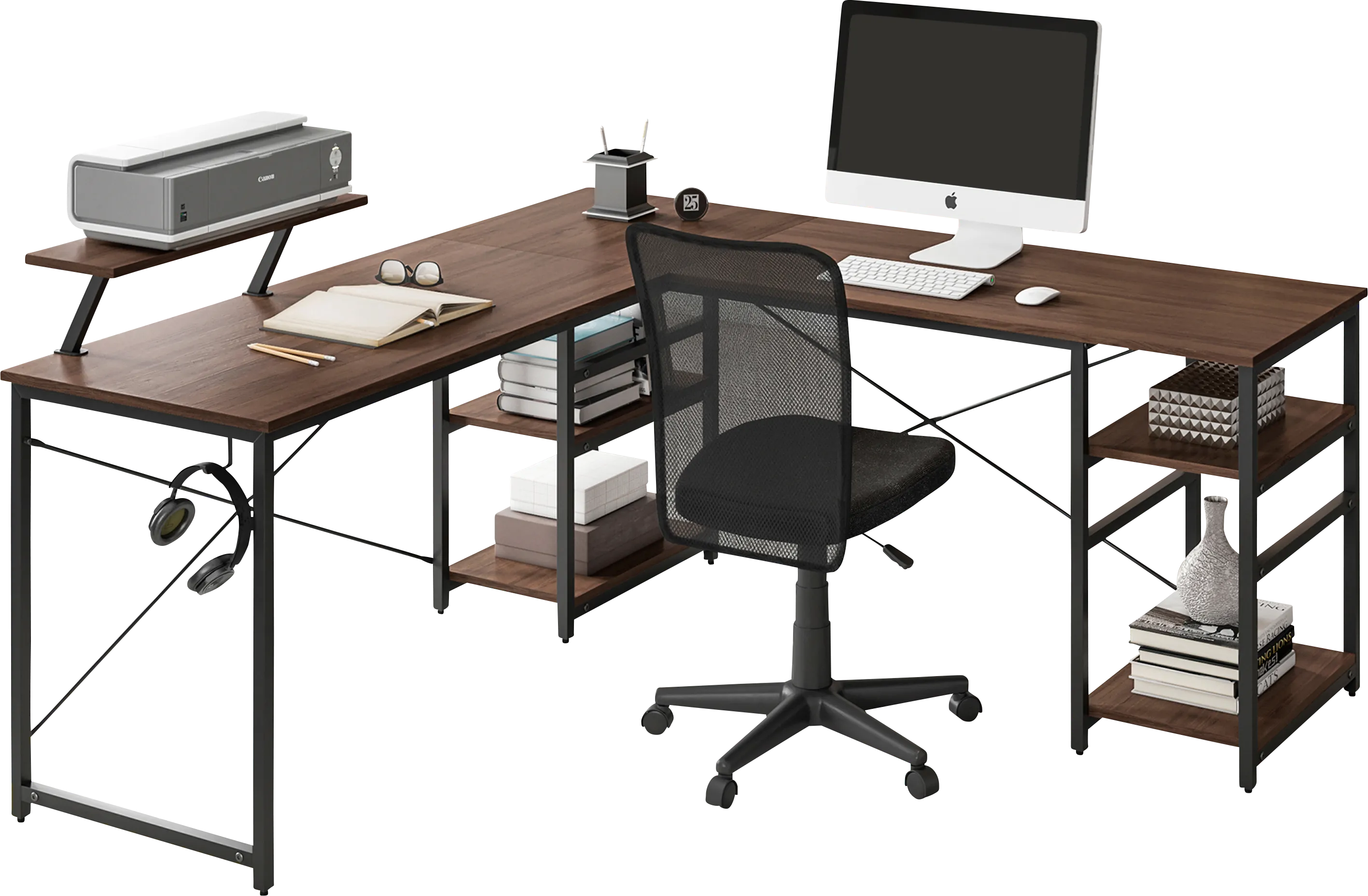 Kinigar Walnut Storage Desk - Thumbnail - Image 1