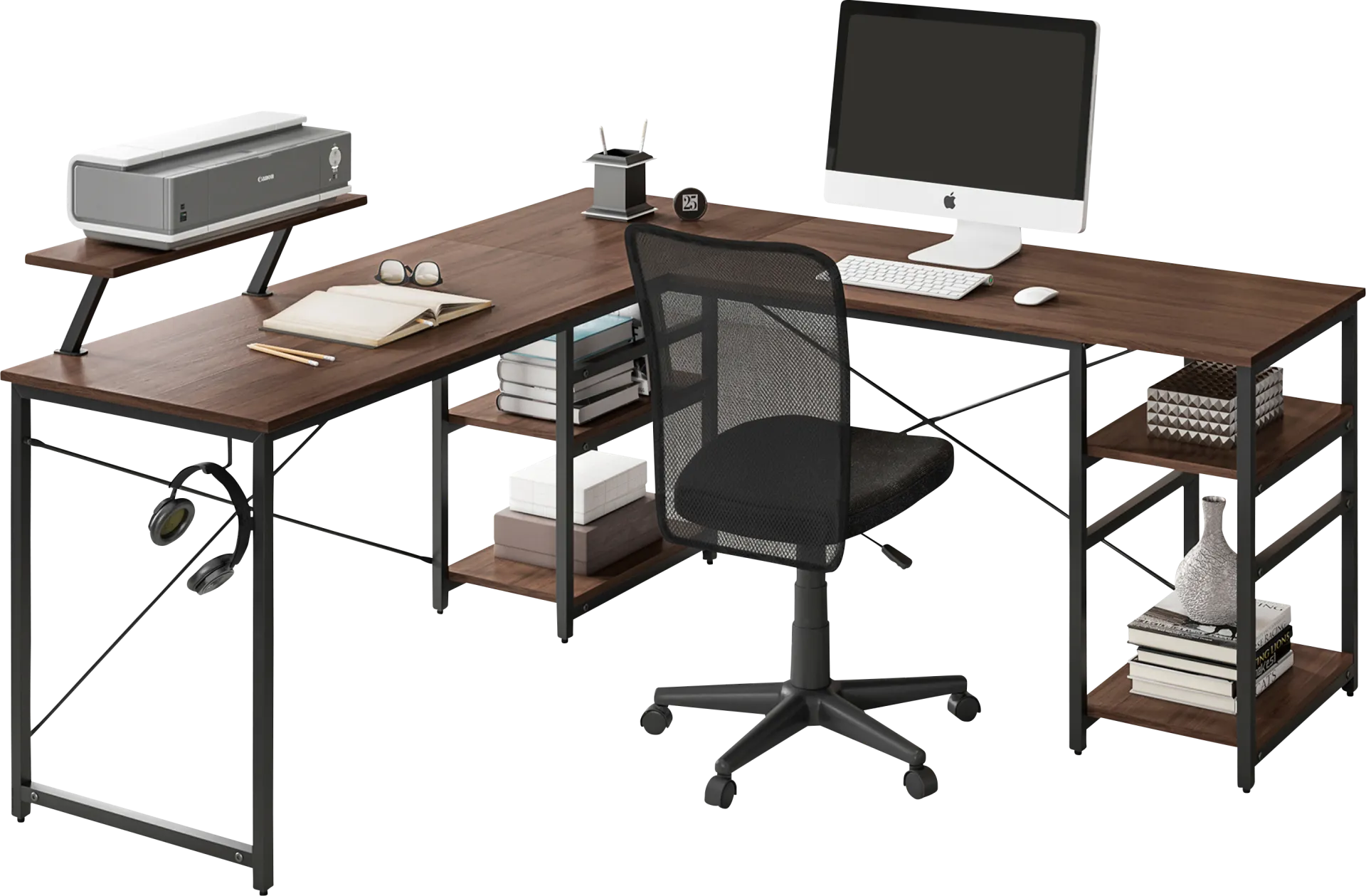 Kinigar Walnut Storage Desk - Image 1