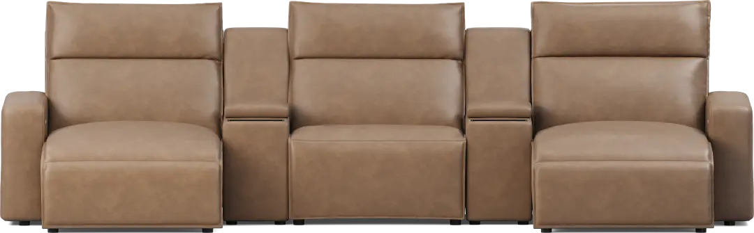 Saddle 5 Pc Dual Power Reclining ModularTwo with Media Consoles