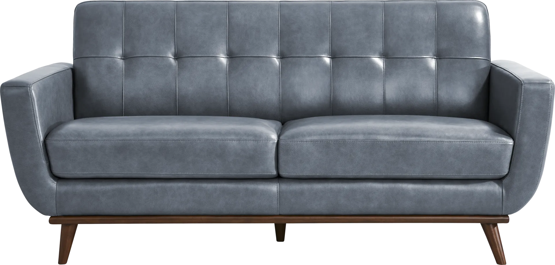 Greyson Blue Leather Loveseat - Image 1