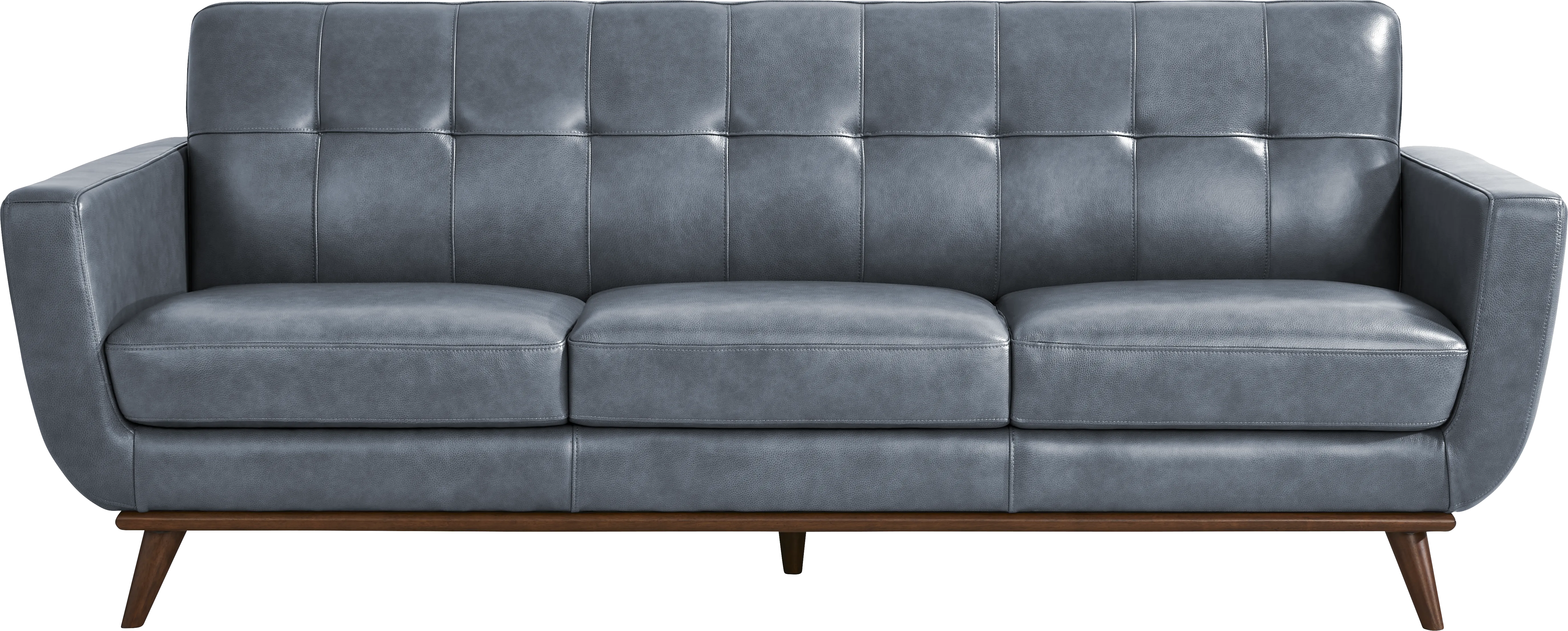 Greyson Blue Leather Sofa - Thumbnail - Image 1