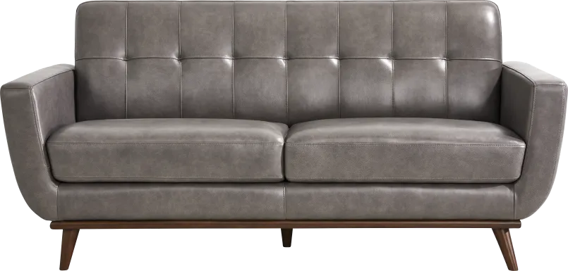 Greyson Gray Leather Loveseat