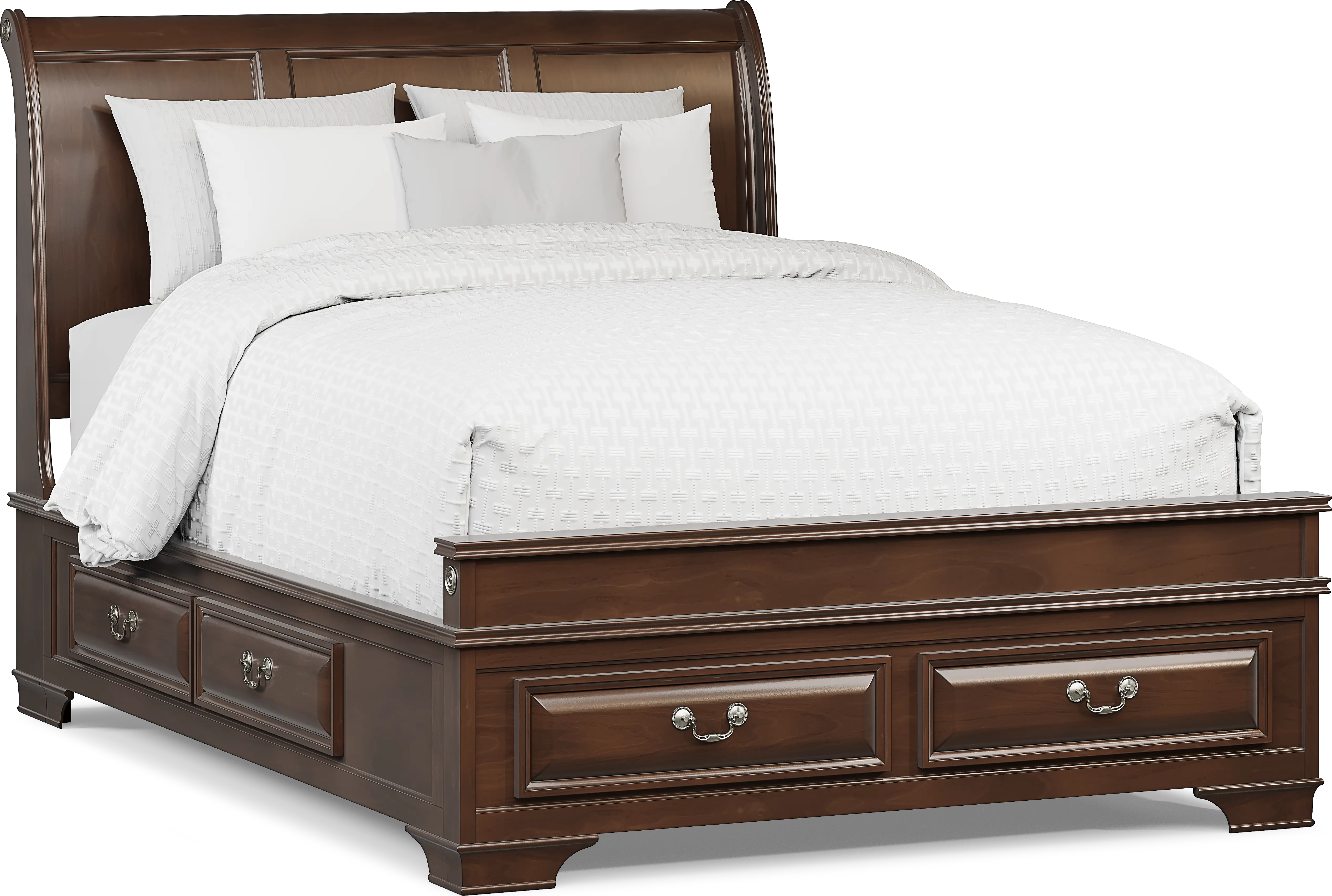 Mill Valley II Cherry Finish 3 Pc Queen Sleigh Bed with Storage - Thumbnail - Image 1