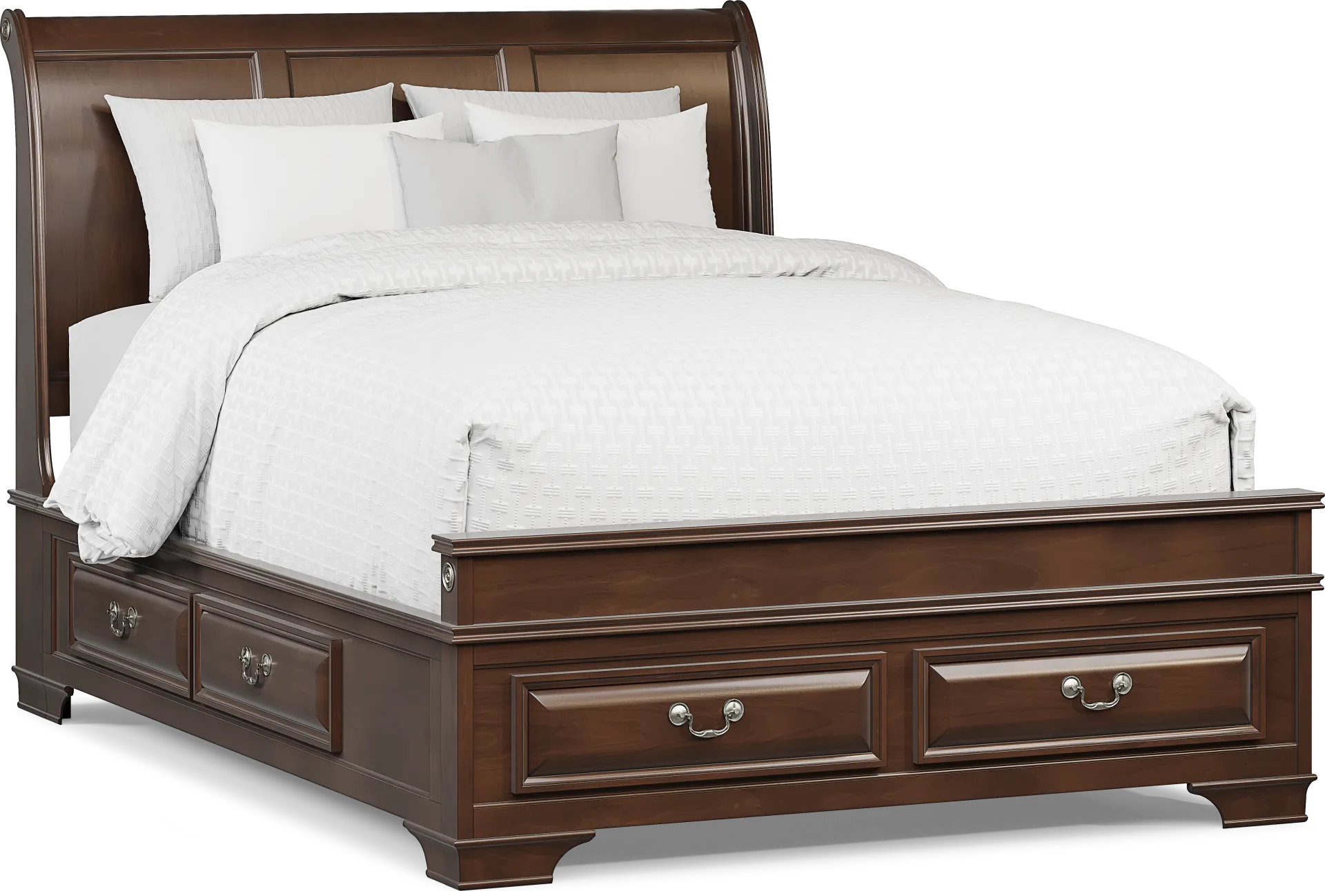 Mill Valley II Cherry Finish 3 Pc Queen Sleigh Bed with Storage - Image 1