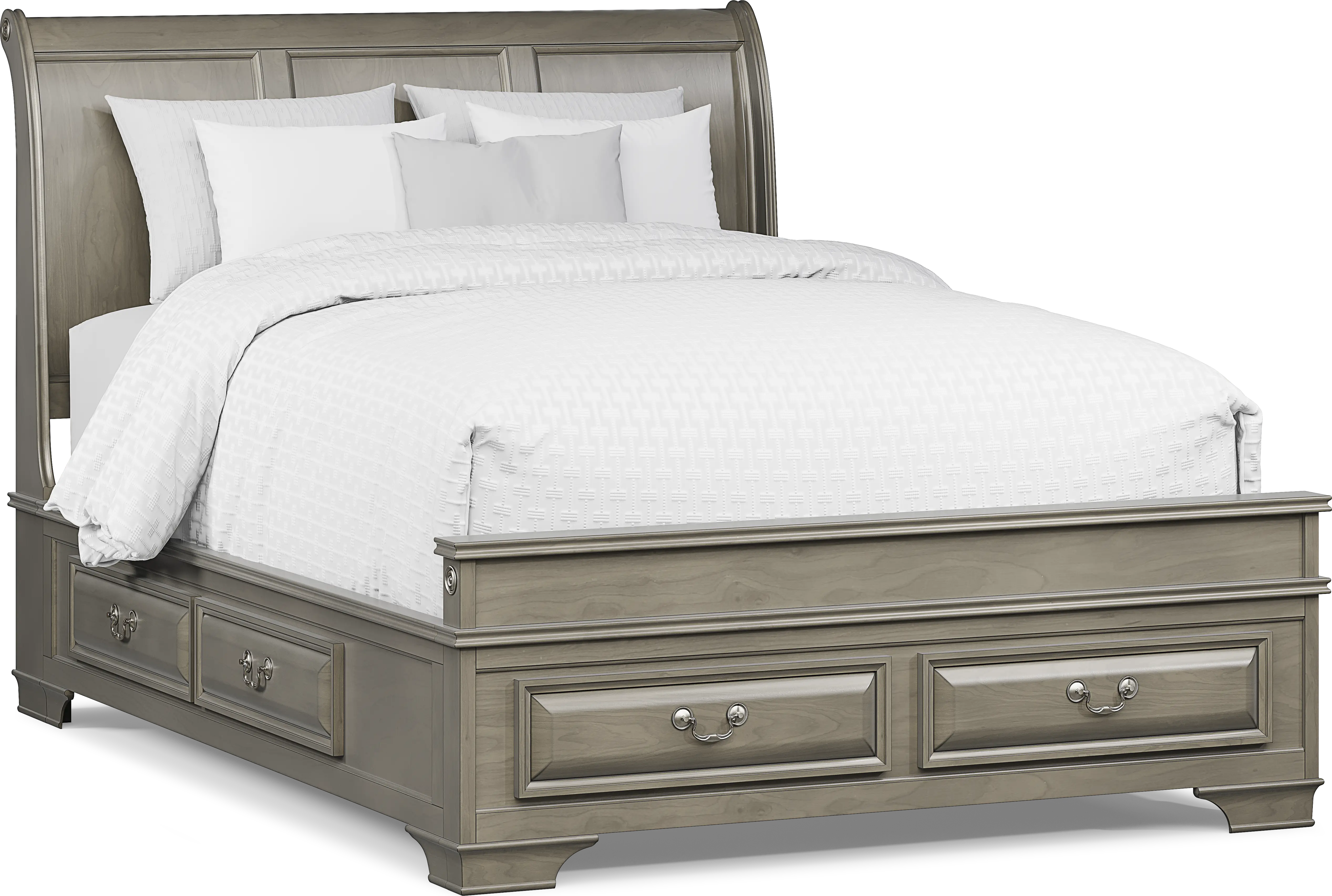 Mill Valley II Gray 3 Pc Queen Sleigh Bed with Storage - Thumbnail - Image 1