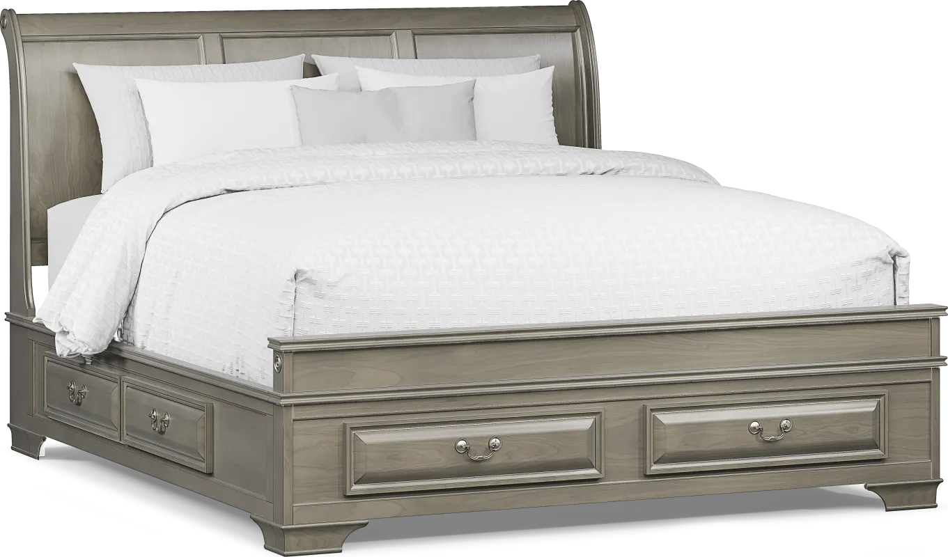 Mill Valley II Gray 3 Pc King Sleigh Bed with Storage