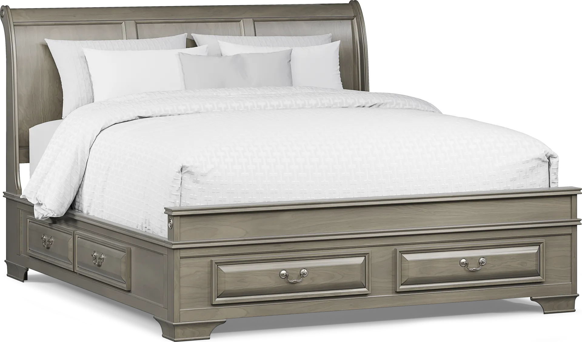 Mill Valley II Gray 3 Pc King Sleigh Bed with Storage - Image 2