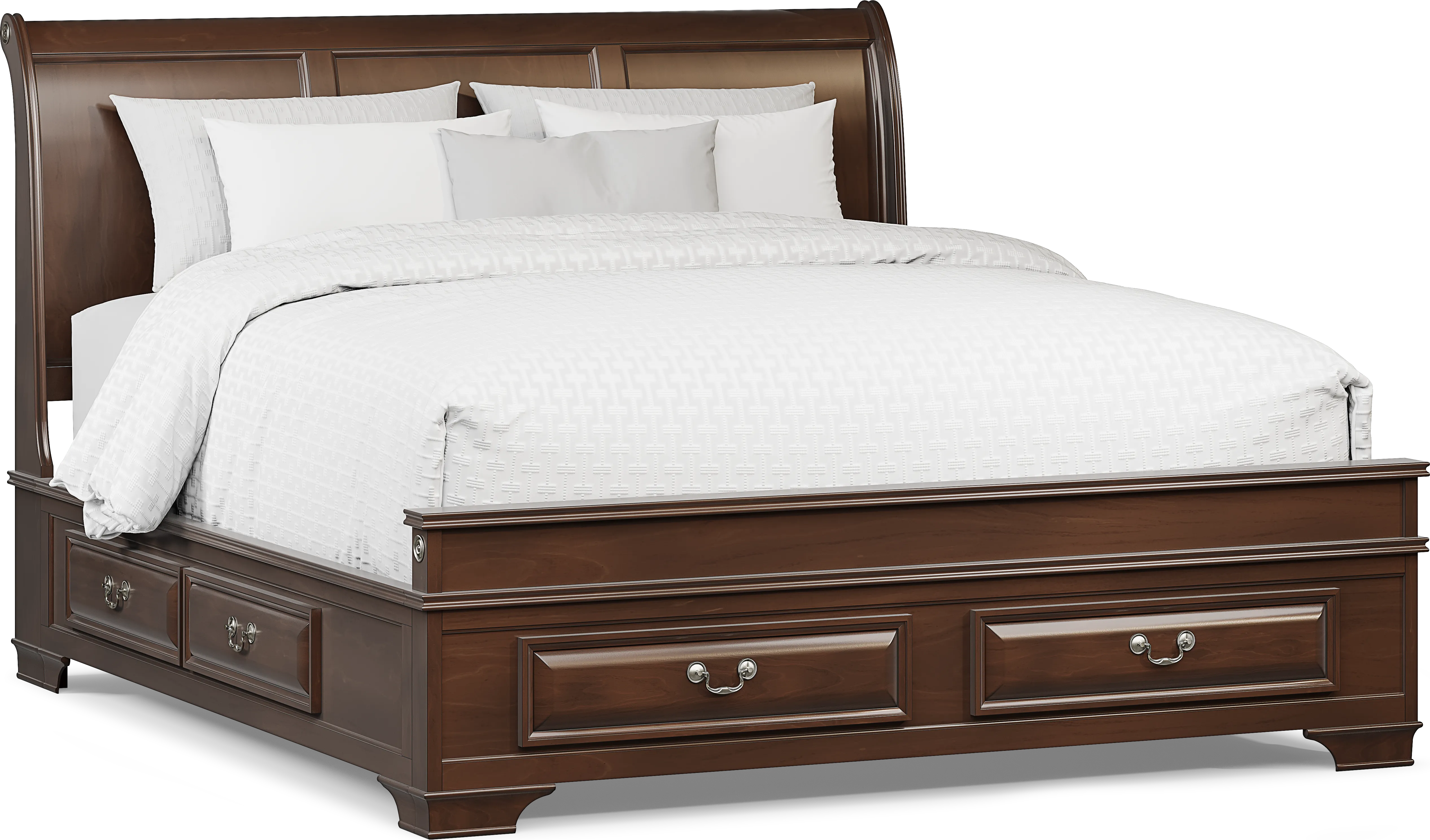 Mill Valley II Brown Cherry Finish 5 Pc King Sleigh Bedroom with Storage - Thumbnail - Image 2