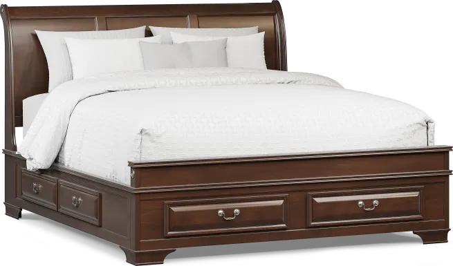 Mill Valley II Cherry Finish 3 Pc King Sleigh Bed with Storage