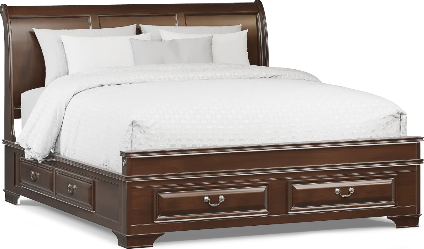 Mill Valley II Cherry Finish 3 Pc King Sleigh Bed with Storage